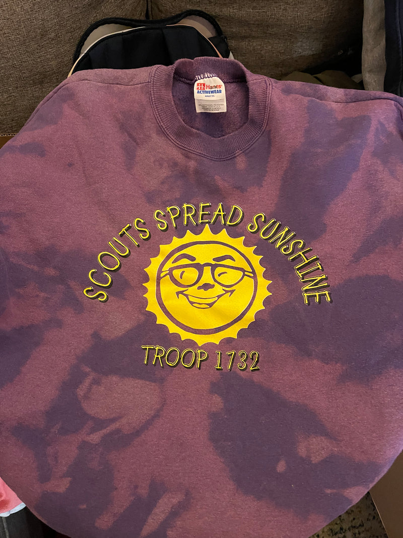 1990’s Scouts Spread Sunshine Bleach Dyed Crewneck
