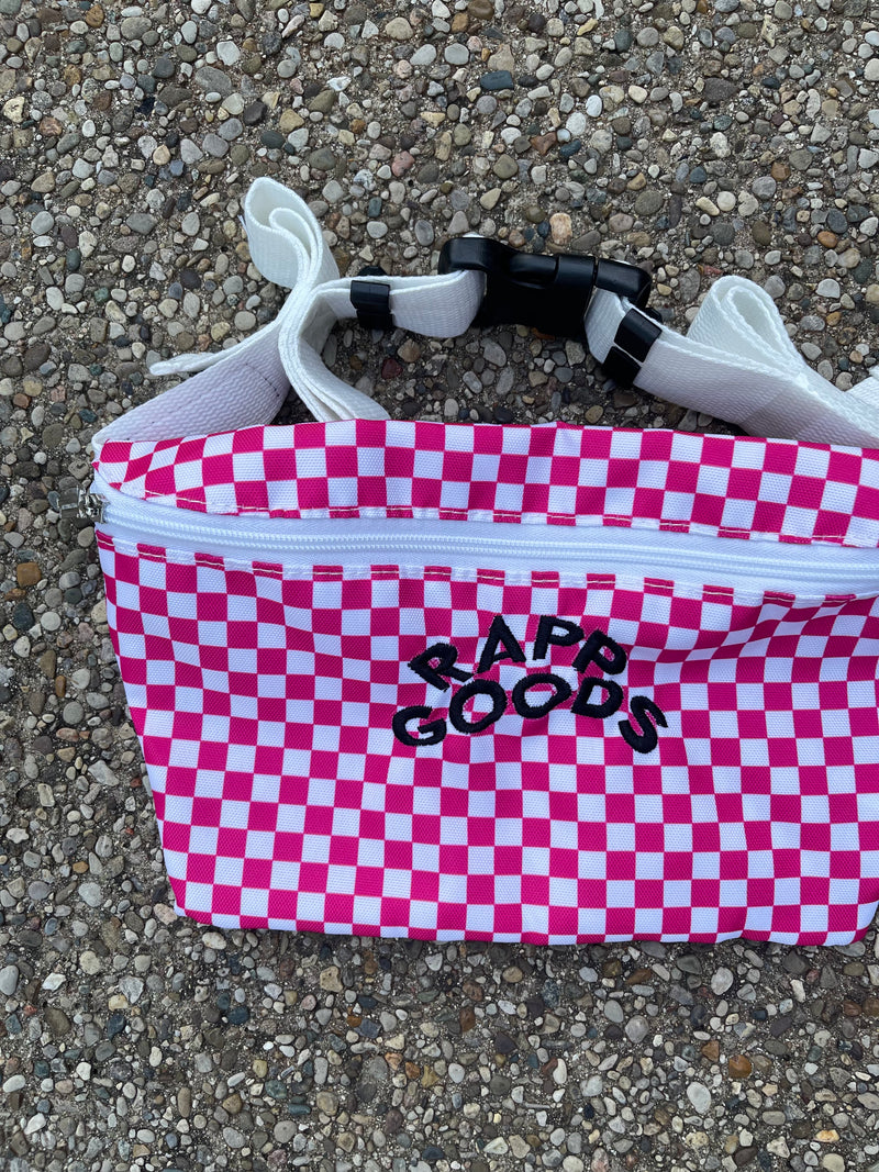 Rapp Goods Embroidered XL Fanny Pack Pink Checkered