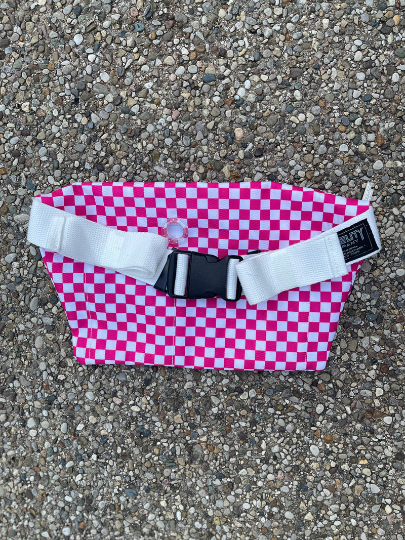 Rapp Goods Embroidered XL Fanny Pack Pink Checkered